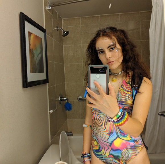 Dolls Kill Tops - 🌈Acid rainbow colorful rave bodysuit🔥